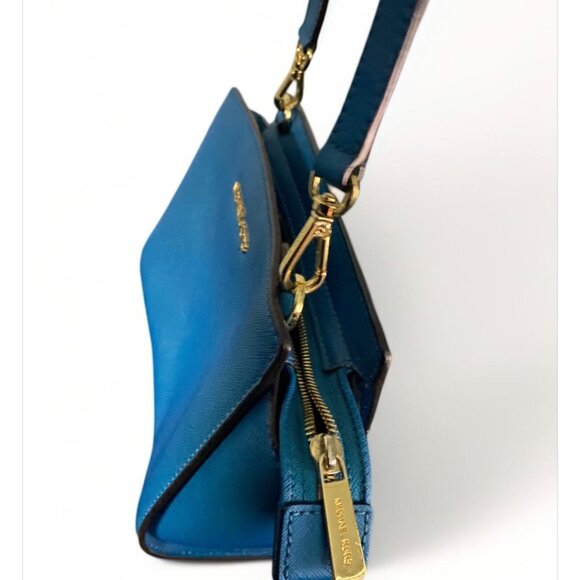 MICHAEL Michael Kors Blue Leather Small Selma Crossbody Bag MSRP $228 - Picture 6 of 7